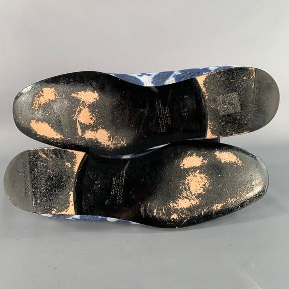 GIORGIO ARMANI Size 10.5 Blue White Tie Dye Canvas Slip On Loafers